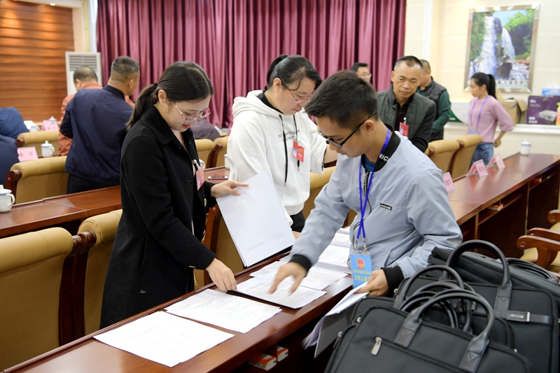 參加市十四屆人大六次會議的人大代表報到